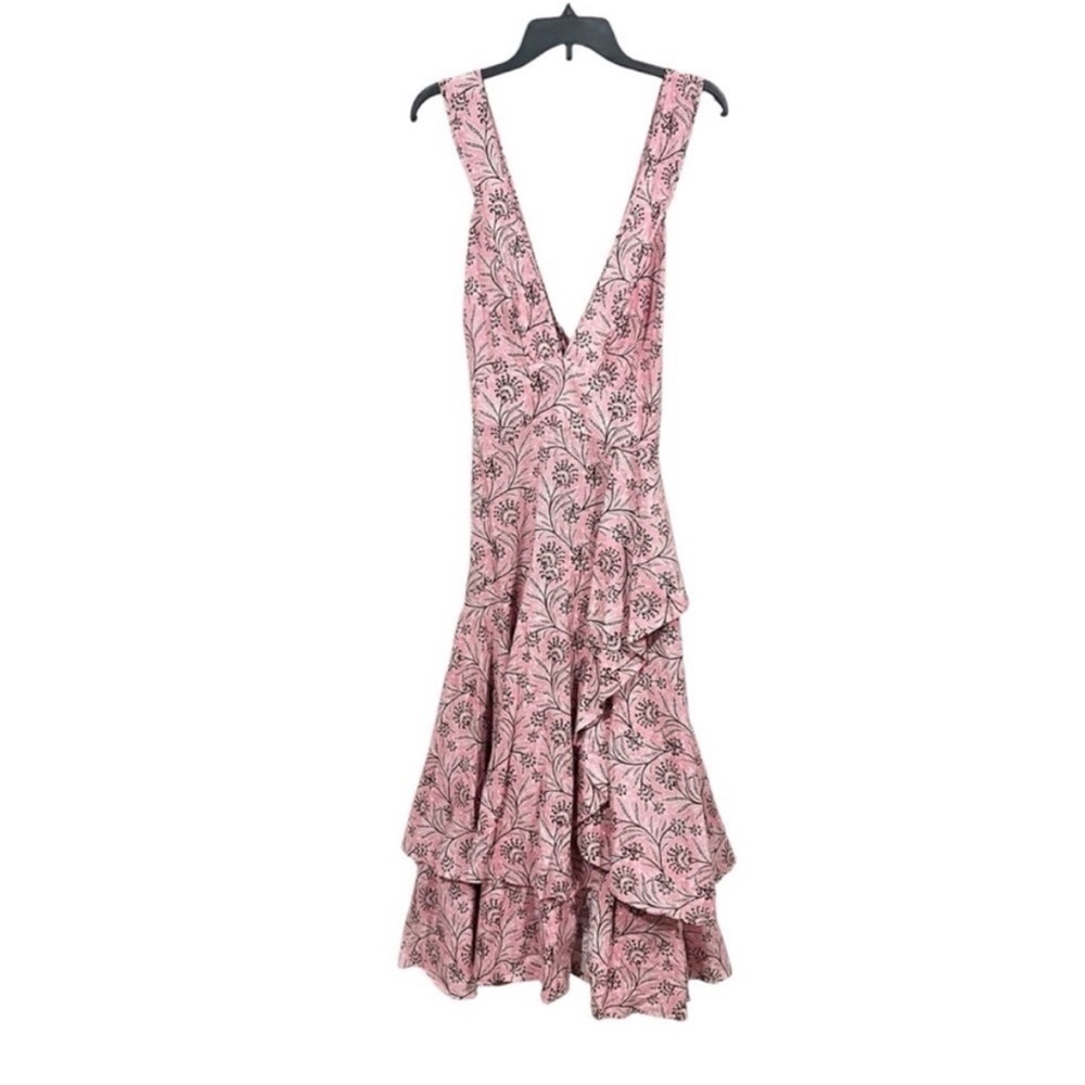 J. Crew Collection Plus Size 18 Pink Paisley Tiered Midi Dress Boho Halter Flowy - Picture 2 of 7